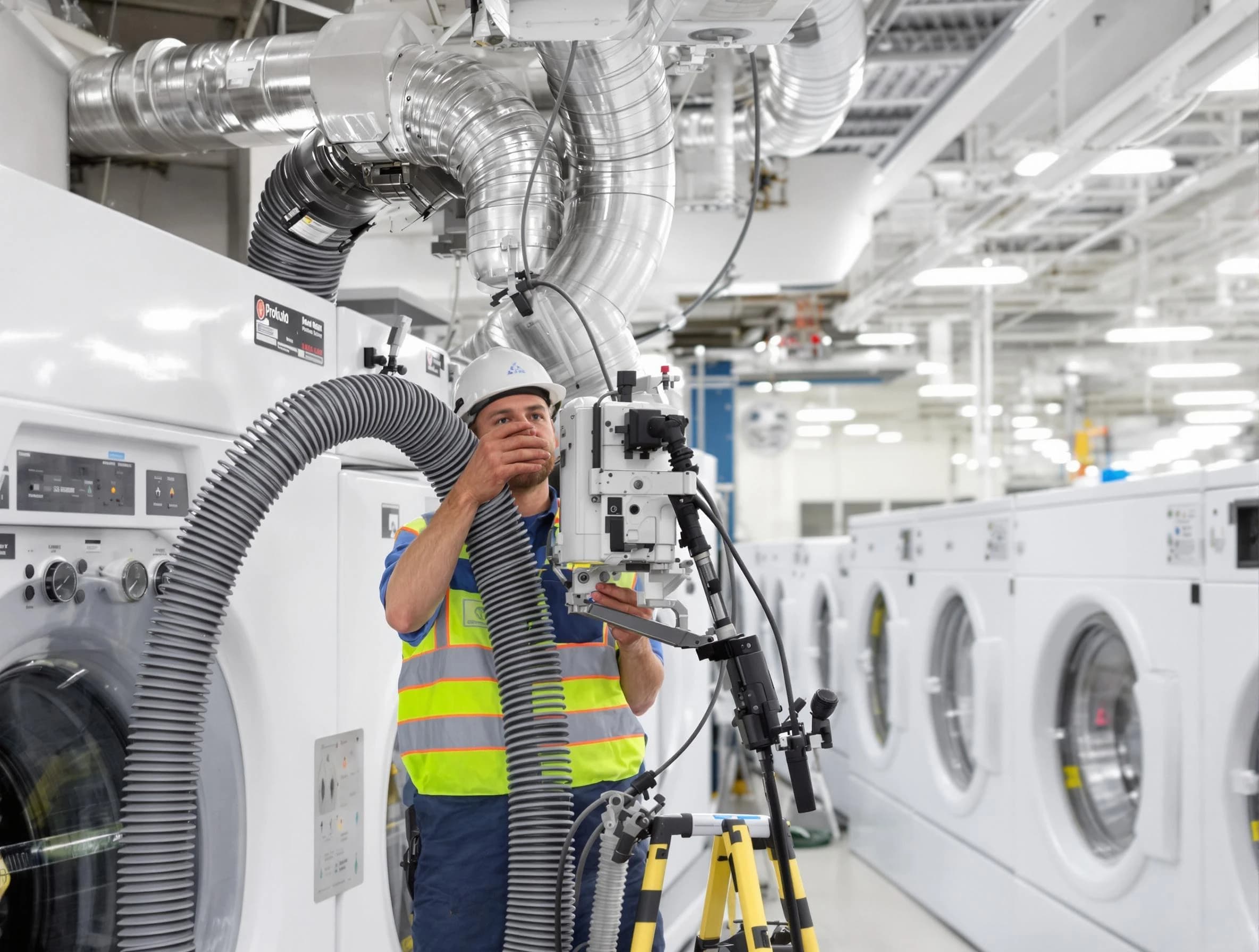 Berkley Dryer Vent Cleaning team performing commercial-grade dryer vent cleaning at a business facility in Berkley