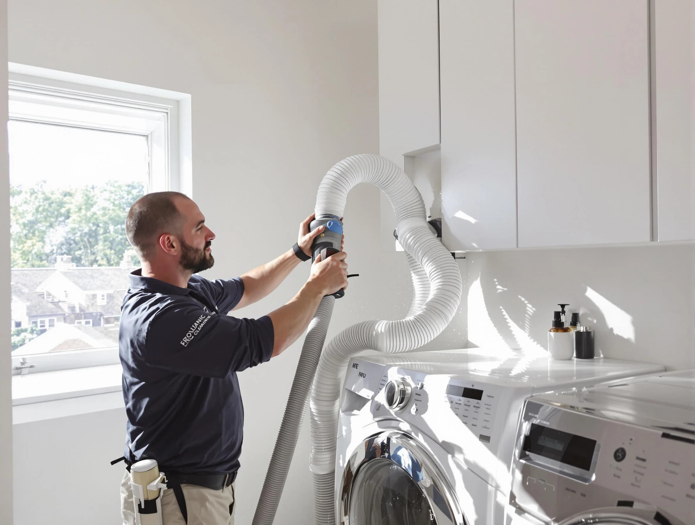 Certified Berkley Dryer Vent Cleaning technician performing dryer vent cleaning in Berkley