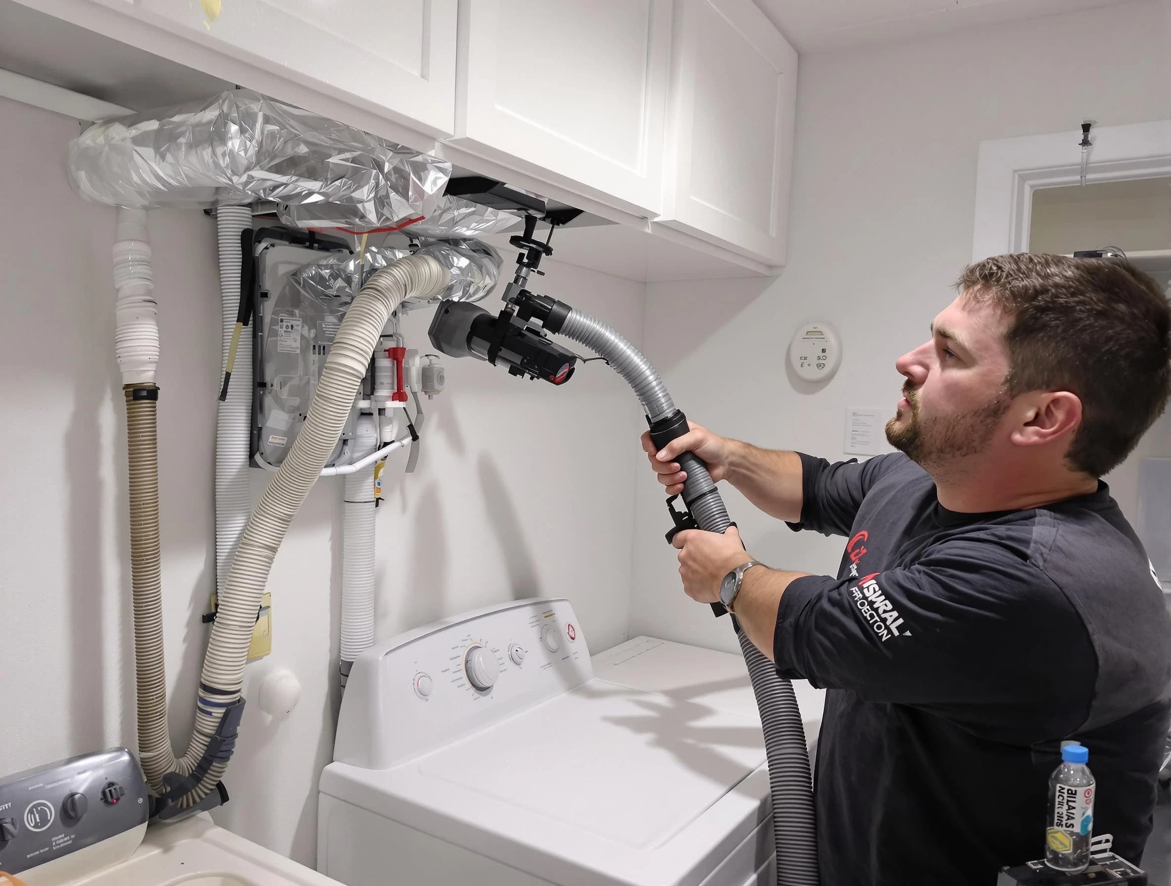 Berkley Dryer Vent Cleaning certified technician performing safety-focused gas dryer vent cleaning in Berkley