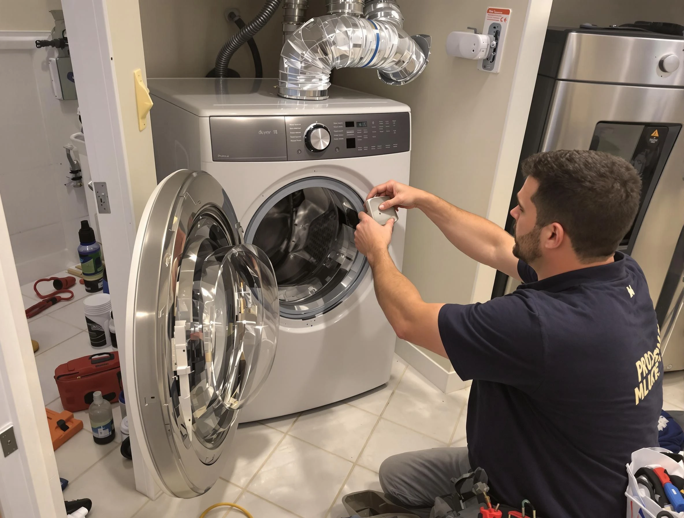 Berkley Dryer Vent Cleaning technician performing precise dryer vent hose installation in Berkley